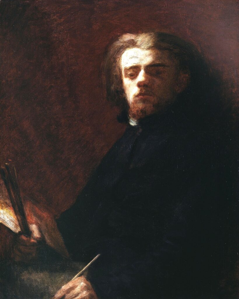 Henri Fantin-Latour (1836-1904): 1861, L’artiste (Portrait de Fantin), 81x65, Bührle Zurich (iR493;iR1;R231-1;M85) Provenance: Viau (GV937). Expos: =S1861-1059, Etude d'après nature; =EU-1900-C-283, Portrait de l'artiste par lui-même (à M. Viau).