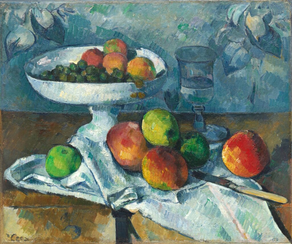 Paul Cézanne: 1879-82, V341=FWN780, Sbl, Still life with fruit bowl, 46x55, MoMa New York (iR10;M41;iR493;iR261;iR194,no780;iR19;R231-1;R48,no452;R189,no341) Provenance: Viau; sale DR1907/03/02-04, no.13 (19.000fr). Expos: EU-1900-C-86, Nature morte: fruits (appartient à M. Viau); Vienna-EdI-1903-62; 11LE-EPI-1904-13; Budapest-NIK-1910-15, Still life, lent by Marcel Nemes.