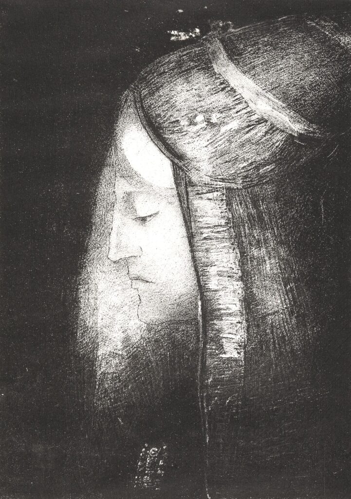 Odilon Redon: 1886, M61, Sbl, Profil de lumière, litho, 34x24, A2015/11/23 (iR11;R231-1;aR13,no61) Expos: =EU-1900-C-VIII-2644, Profil de lumière (1886), litho; compare: 8IE-1886-137, Profil de lumière (dessin)
