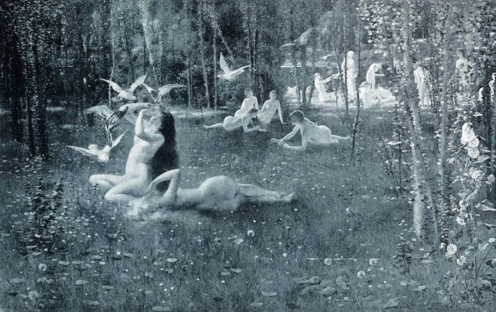 Franc Lamy (1855-1919): 1xxx, Sbl, Summer dream, ?cm, in ''Le Nu au Salon de 1890'' (iRx;iR24;iR10;iR1) =SdAF-1890-1356, Rêve d’été