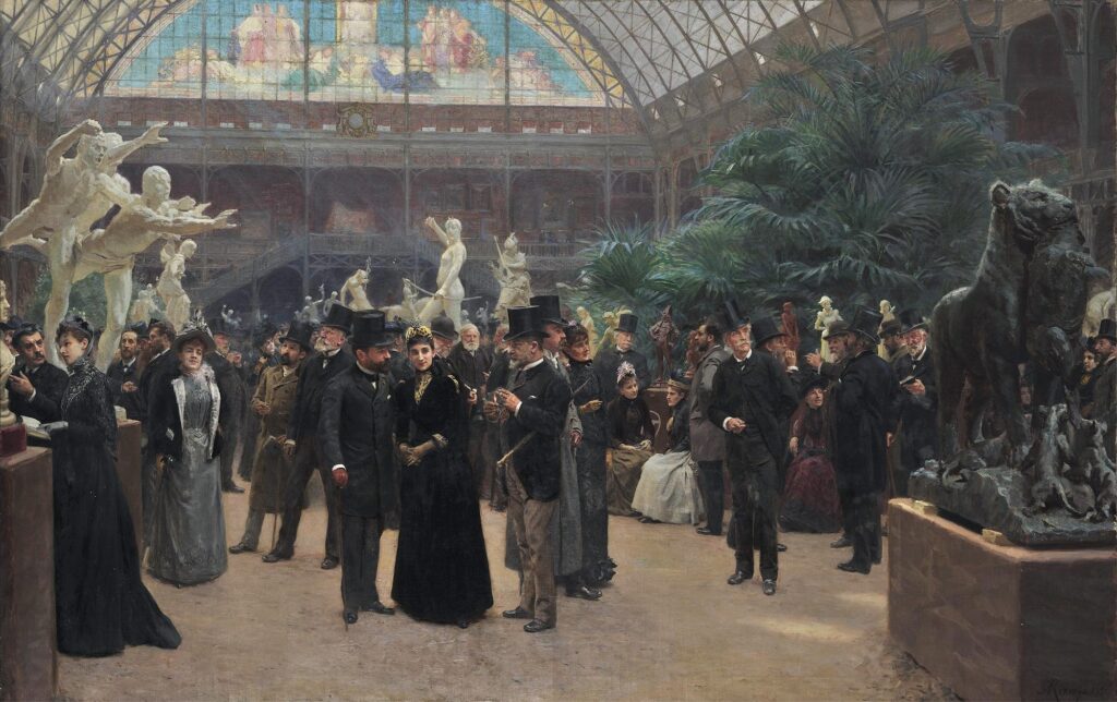 Jean-André Rixens (1846-1924): 1890, An opening day at the Palais of Champs Elysees, 110x170, NG Athens (iR10;iRx;R231-3+4+13;M291) =EU-1900-D-1624, Un jour de vernissage au palais des Champs-Élysées (à M. Eugenides) (hors concours).