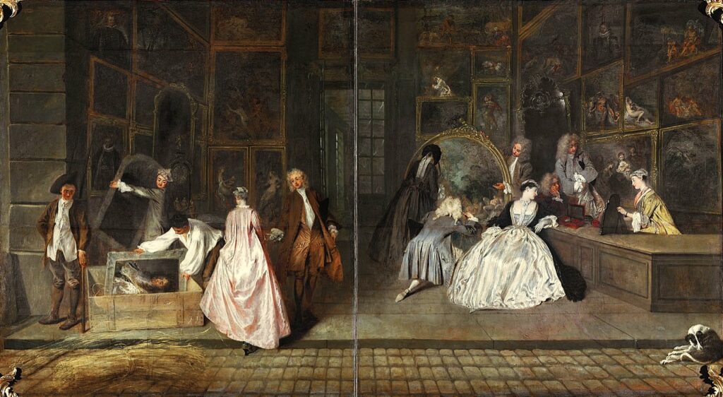 Jean-Antoine Watteau (1684-1721): 1720, CR212, L'Enseigne de Gersaint, 166x306, Charlottenburg Berlin (iR6;iR10;aR5=R231) =? EU-1900-R-XIX-4534, Enseigne de Gersaint, marchand de tableaux, par Watteau (M. Michel Lévy)