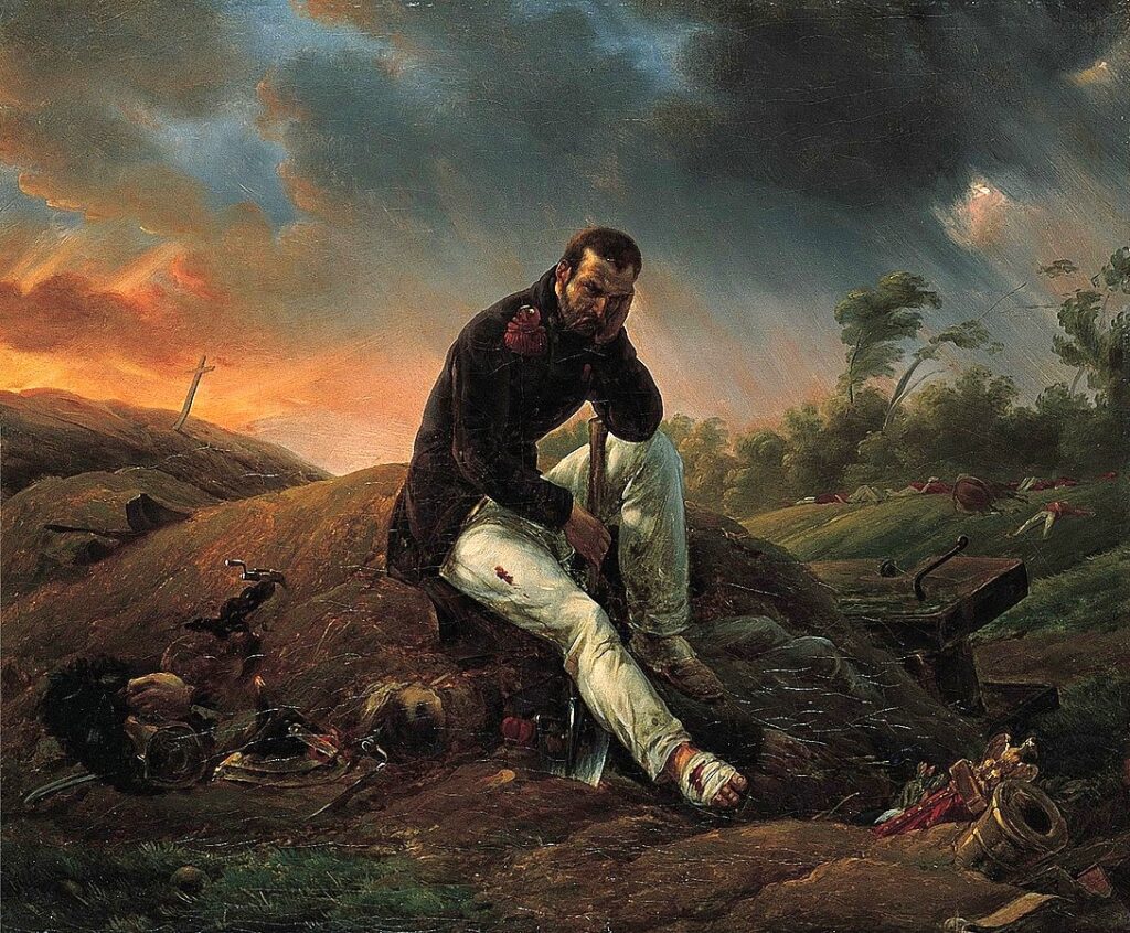 E.-J.-Horace Vernet (1789-1863): 1818, The soldier on the field of battle (Waterloo 1815), 46x55, NSM Passadena (iR6;M43) Expo: =S1819