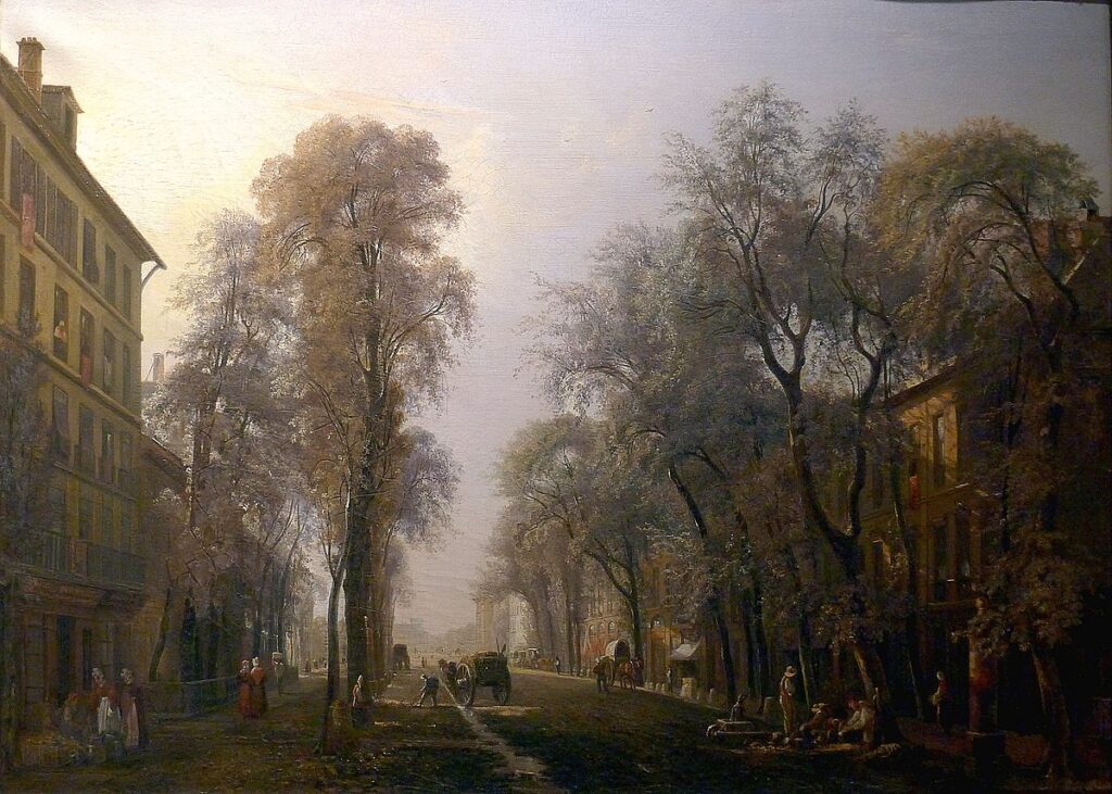Isidore Dagnan (1794-1873; or born in 1790 or 1788): 1834ca, Le Boulevard Poissonnière en 1834, ?cm, Carnavalet -> Md Puy (iR4;iR10;iR6;M8;M178?;R231-1+2) Expos: S1834; EU-1900-C-157, Vue de Paris, prise sur le boulevard Poissonnière, effet du matin.