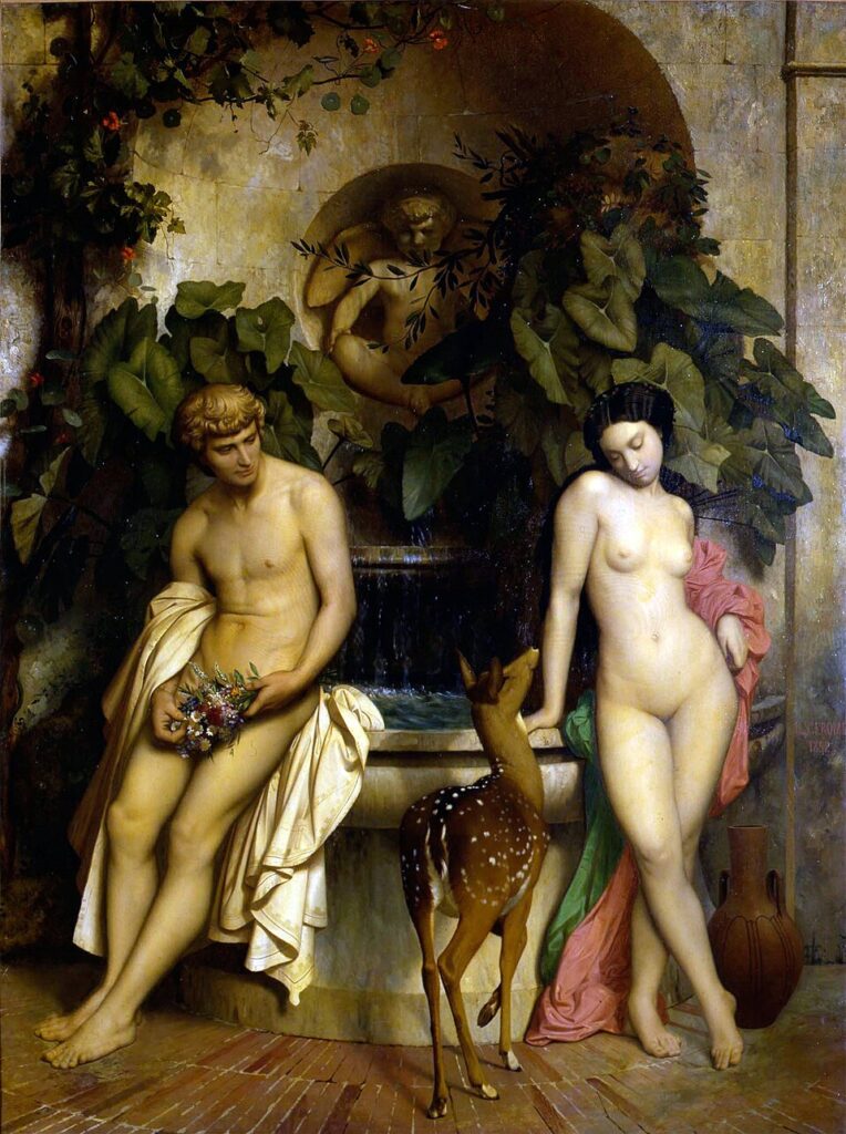 Jean-Léon Gérôme (1824-1904): 1852, An Idyll (Daphnis and Chloe), 212x156, MM Tarbes (iR6;iR10;iR1;iR356;R231-1+2) Expos: S1853-528, Idylle; EU-1900-C-322, L'Innocence (1852; Musée de Tarbes)
