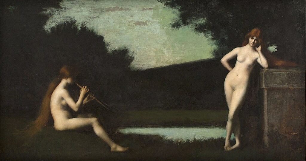 Jean-Jacques Henner (1829-1905): 1879ca, Eglogue, 198x340, PP Paris (iR6;iR1;iR10;R481,p179;R231-3;M4) Expos: =S1879-1540; EU-1900-D-1003, Eglogue (Grand Prix).