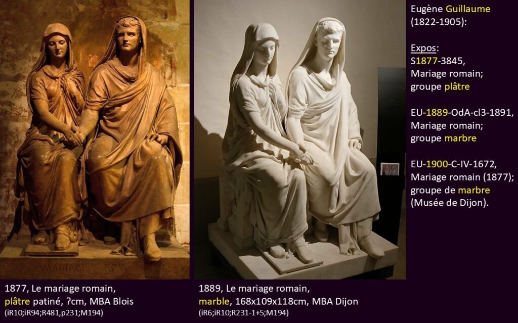 Eugène Guillaume (1822-1905): Le mariage romain (plaster + marble). Expos: S1877-3845; EU-1889-OdA-cl3-1891; EU-1900-C-IV-1672.