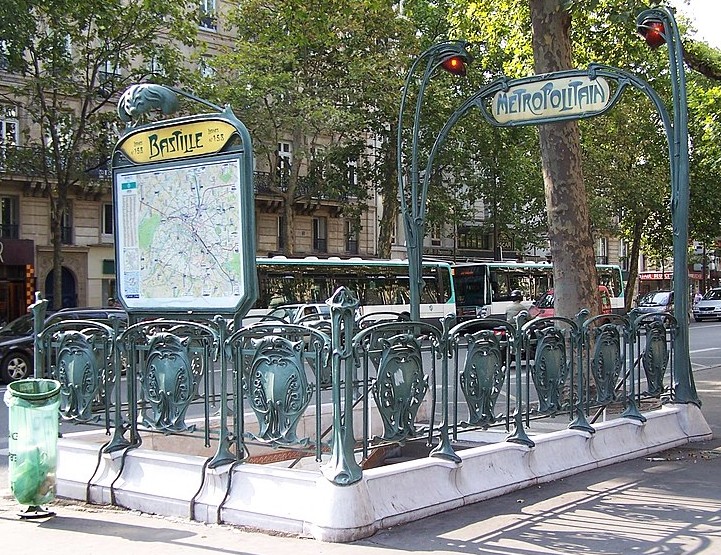 Hector Guimard (1867-1942): 1900ca, L'édicule de la station de métro Bastille, boulevard Beaumarchais (iR6)