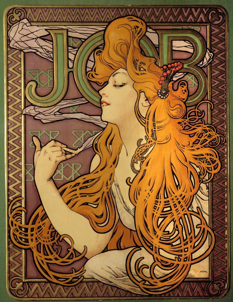 Alphonse Mucha (1860-1939): 1896, Job, colour lithograph on poster, 67x46, (iR155;R501,p91;R507,p50;R501,p91)