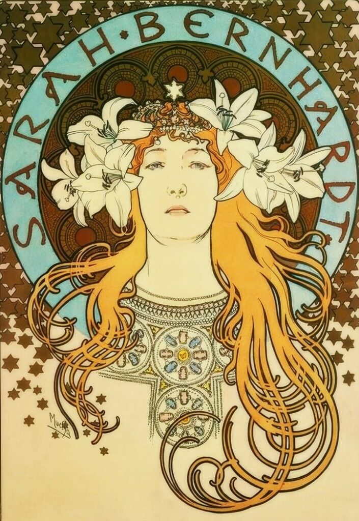 Alphonse Mucha (1860-1939): 1896, Sarah Bernhardt, La Plume, colour litho (iR155;iR10;R510,p5)