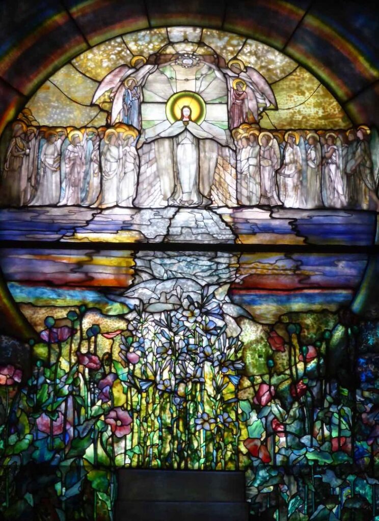 Louis Comfort Tiffany (1848-1933): 189?, The flight of souls, stained glass window, Wade chapel Cleveland (iR10;iRx;R505,p143;R231-18) =EU-1900-cl67-USA-4, Vitraux.