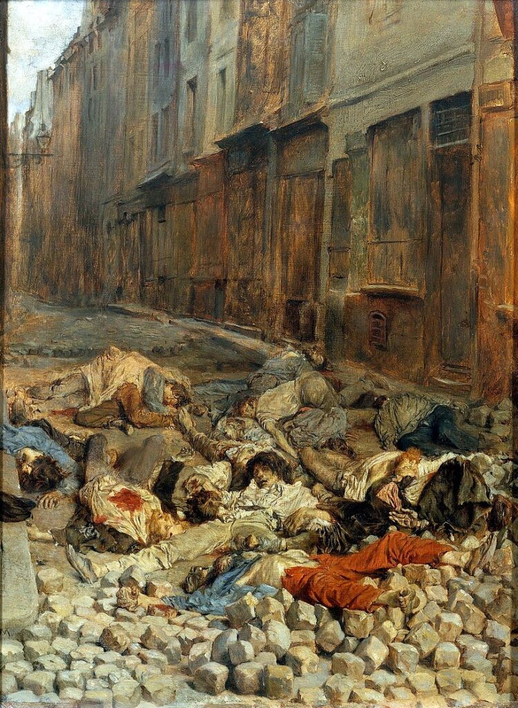 Ernest Meissonier (1815-91): 1848, La Barricade Rue de la Mortellerie (June 1848) (Remembrance of civil war), 29x22, Louvre (iR155;iR6;aR1;aR2;M5) Expos: =S1850/51, Souvenir de guère civil; GP1884-7.