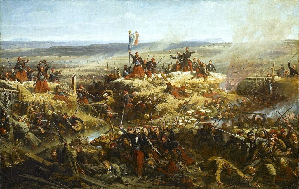 Adolphe Yvon (1817-93): 1857, Prise de la tour de Malakoff (Crimée) par le général Mac-Mahon (1855/09/08), 73x108, MNCh Versailles (iR6;iR10;R337/1857+1859;M195) Reduction of: S1857-2708 (Médaille d'Honneur)