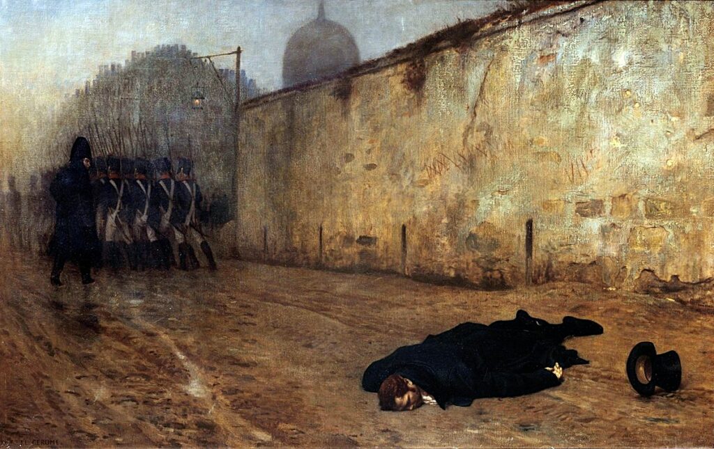 Jean-Léon Gérôme (1824-1904): 1868, CR170, Execution of Marshall Ney (1815/12/07), 65x104, GMT Sheffield (iR155;iR6;iR10;iR1) =S1868-1071, 7 décembre 1815; neuf heures du matin.