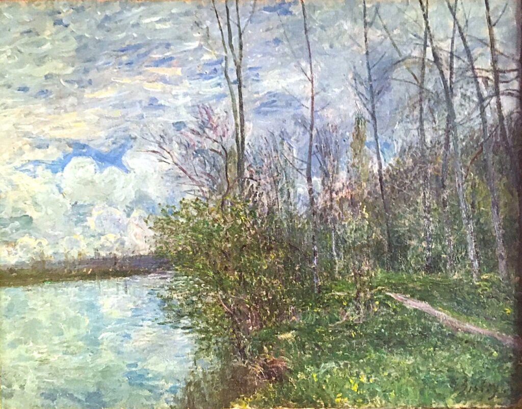 Alfred Sisley: 7IE-1882-172, Paysage, temps orageuse =!? 1880-81ca, Sbr, CR405=CCPP397, Le chemin de Petits-Prés à By, temps d'orage, 55x73, MAH Meudon (loan Musée d'Orsay) (iR6;iR10;R90,p213+234;R129,no405;R396,no397) Provenance: 1881/04/20 Durand-Ruel. Expo: DR1902-172; DR1914-50.