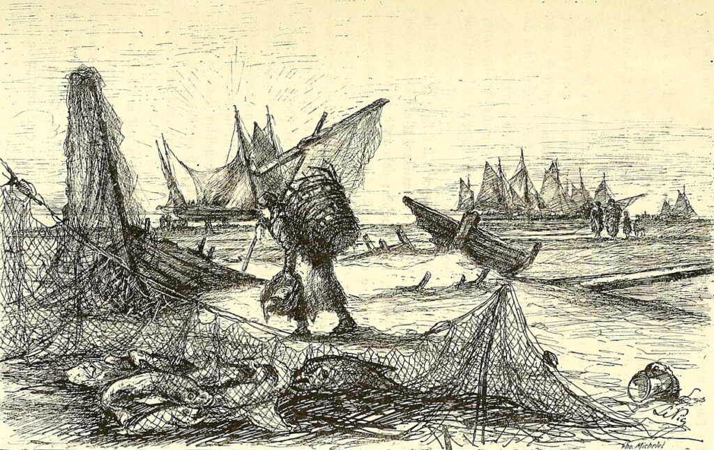 Ludovic Lepic (1839-89): 1859, Sbr, Plage de Berck, panneau decoratifs, etch, ?cm, in Gazette dBA (iR6;iR19;iR1) Compare: SdAF-1881-1426 + SdAF-1887-1490, Plage de Berck; panneau décoratif.