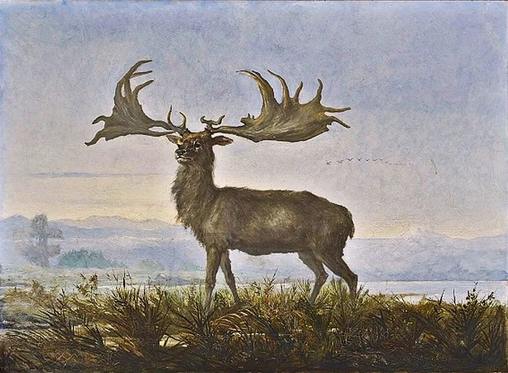 Ludovic Lepic (1839-89): 1869, SDbr, Mégacéros dans un marais, 64x87, MAN Saint-Germain-en-Laye (iR10;aR14;iR308;R276)