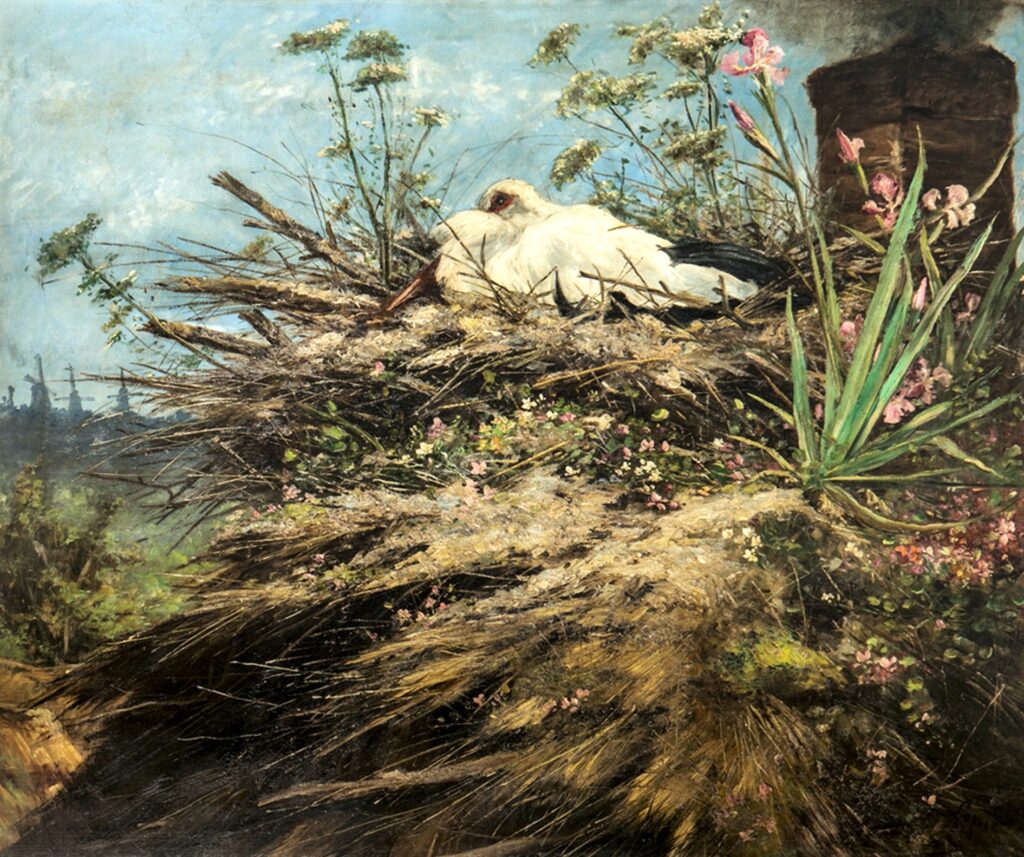 Ludovic Lepic (1839-89): 1873ca, Stork's nest, 160x190, A2017/11/22 (iR11;iR17;cpR276,p107)