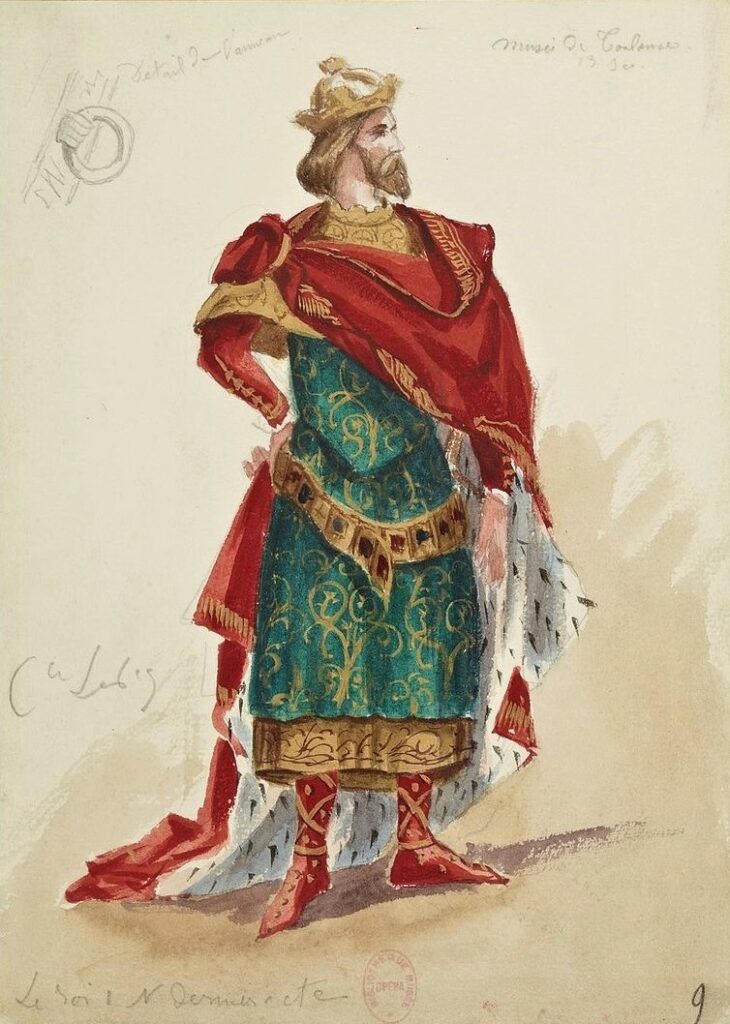 Ludovic Lepic (1839-89): 1885, Scl, Massenet, Le Cid, costume sketches, 09 Le roi, acte 4, ?cm, BNF Paris (iR6;iR40)