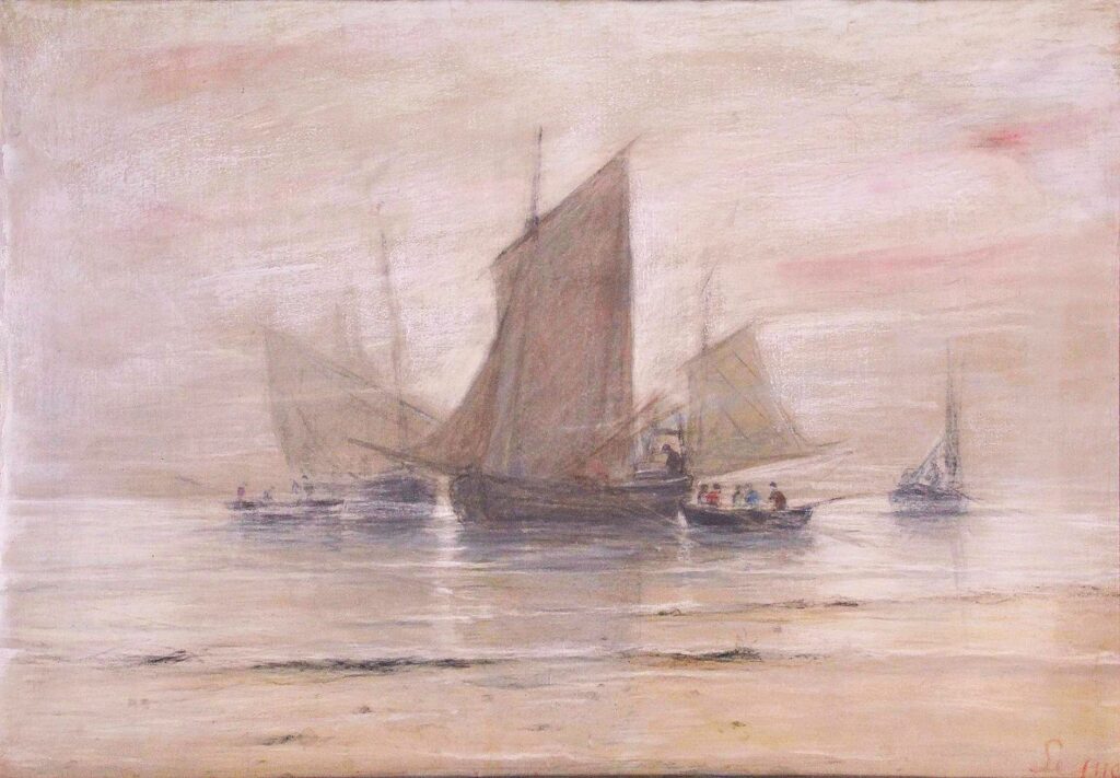 Ludovic Lepic (1839-89): 18??, Sbr, Les pêcheurs de Berck, pastel, 66x92, A2019/03/24 (iR17;iR13;iR10)