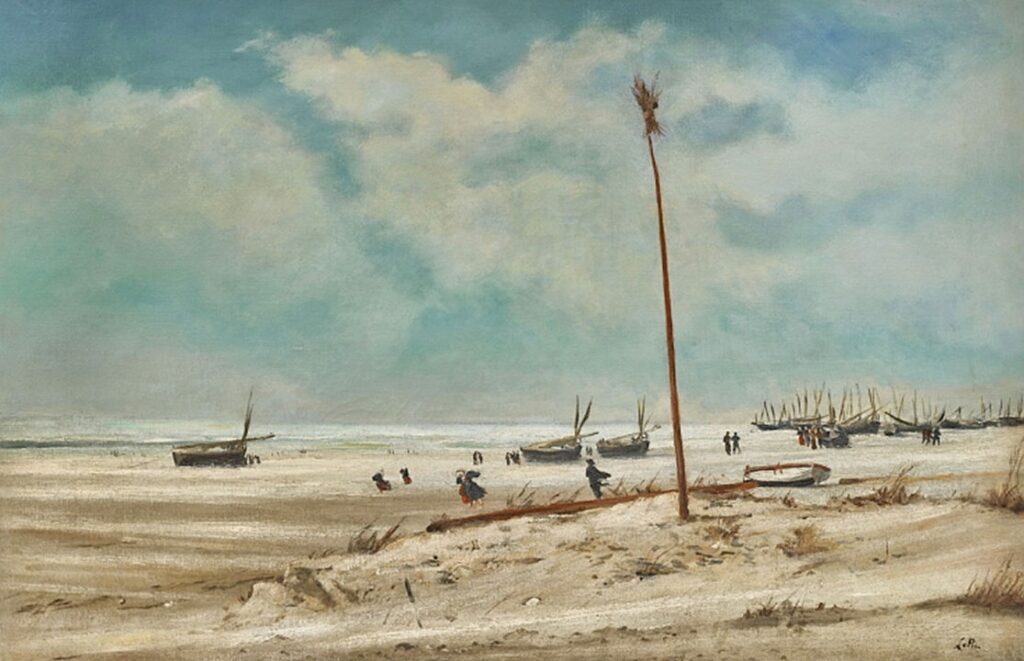 Ludovic Lepic (1839-89): 18??, Sbr, La Plage de Berck-sur-Mer, 69x106, gallery Ary Jan Paris