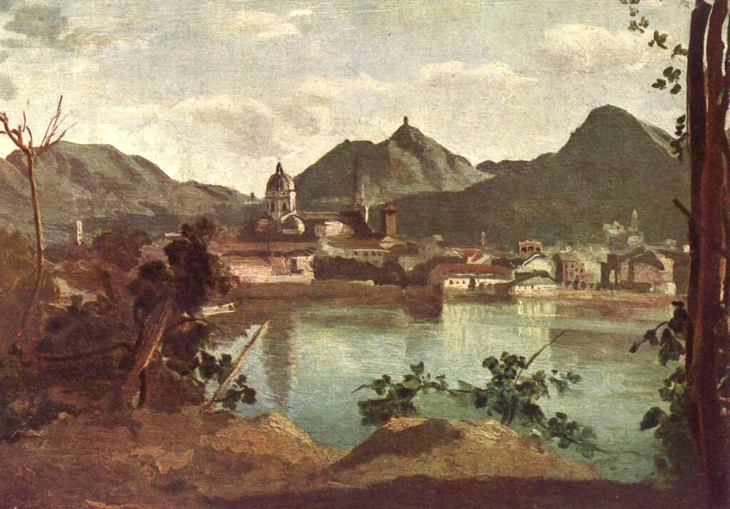 Corot (1796-1875): 1834, R308, Ville et lac de Côme, 30x42, private (iR6;R119,no308;R455-1;R231-5) Provenance: HD1875/05/26-83; Brame; Paton; sale 1883/04-39 (1.850fr) -> Armand Doria; GP1899/05/04-58 (6.300fr). Expo: EU-1889-C-171 (app. à M. le comte Doria)