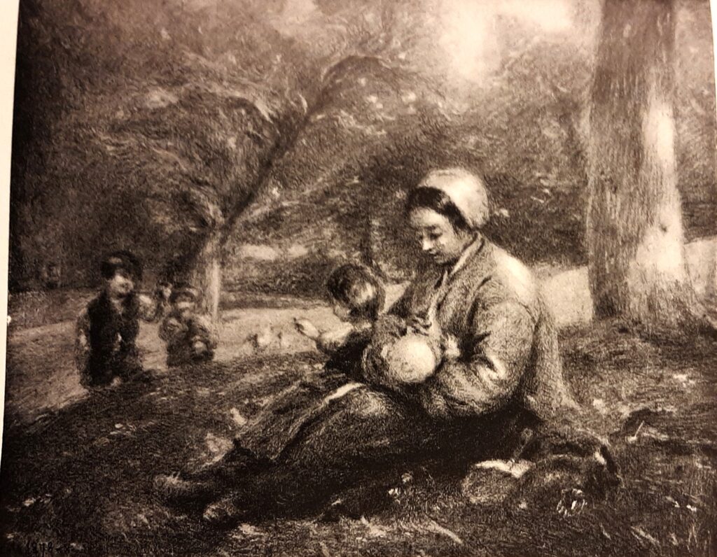 Adolphe-Félix Cals: Mère et ses enfants, au Saint-Siméon, dr (R152,p178+216+chXXVII) =!? GP1899/05/08-335 (Doria 2nd sale; 440fr): 1878, SDbl, L'heureuse mère, dr, 25x30; =? 4IE-1879-43, La mère et les enfants (dessin); appartient à Mme H…