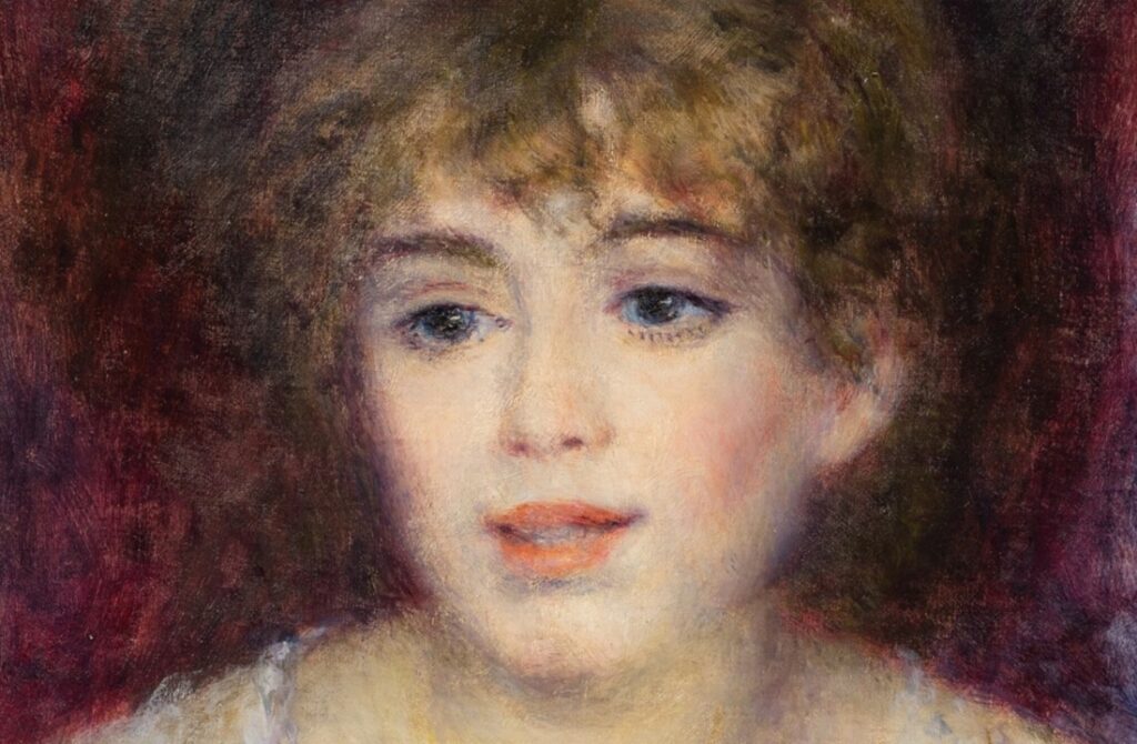 Auguste Renoir: 1878ca, Str, 1F328=2F322, Portrait de Jeanne Samary (detail), 41x32, A2023/04/19 (iR14;iR10;R455-1) Provencance; Armand Doria; GP1899/05/04-204, Jeune femme, 41x32 (6.700fr) -> M. Lagarde.