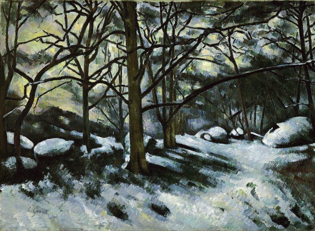 Paul Cézanne: 1879-80ca, V336, Melting Snow, Fontainebleau, 77x101, MoMa New York (iR6;M41;R48,no374;R455;R88I,p203;R22I,p331;R189,no336) Provenance: Armand Doria; GP1899/05/04-45, La Neige fondante (étude de la forêt de Fontainebleau), 72x99 = (6.750fr) -> Durand-Ruel for Monet.