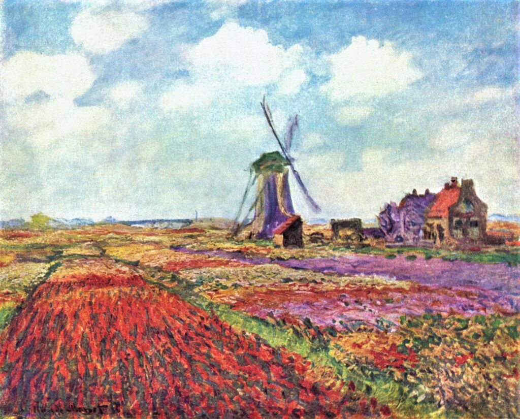 Claude Monet: 1886, CR1067, A field of tulips in Holland (Sassenheim), 66x82, Orsay (iR10;iR6;R22,no1067;M1) Provenance: Miss Singer (1886/07ca). Expos: 5EIP-1886; GP1889-MR-85; DR1895-38.