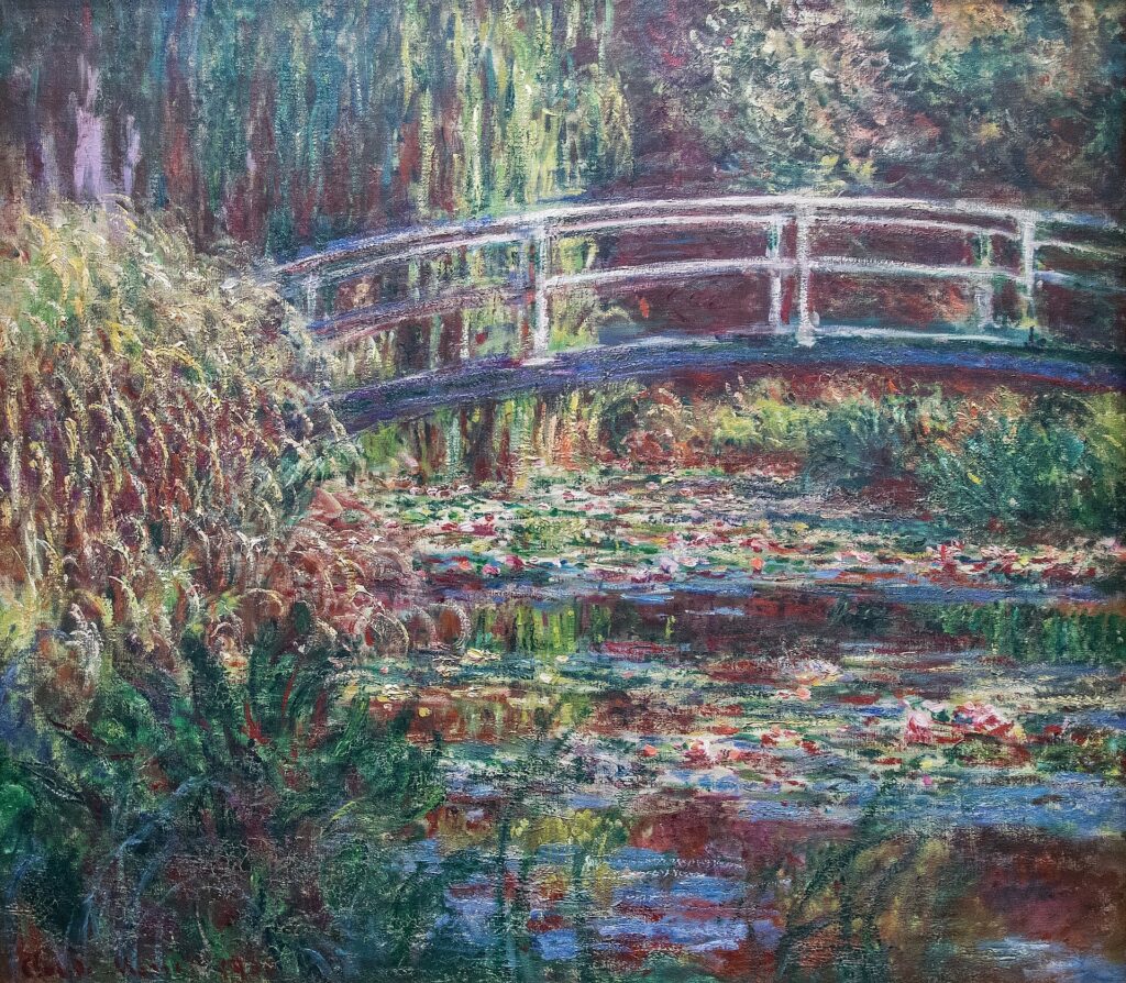 Claude Monet: 1900, CR1629, SDbl, Water-Lily pond (with Japanese bridge), Symphony in rose, 90x100, Orsay (iR3;R22,no1629;M1) Provenance: Durand-Ruel (1900/11/21); count de Camondo (1900/11/21). Expo: DR1900-4.