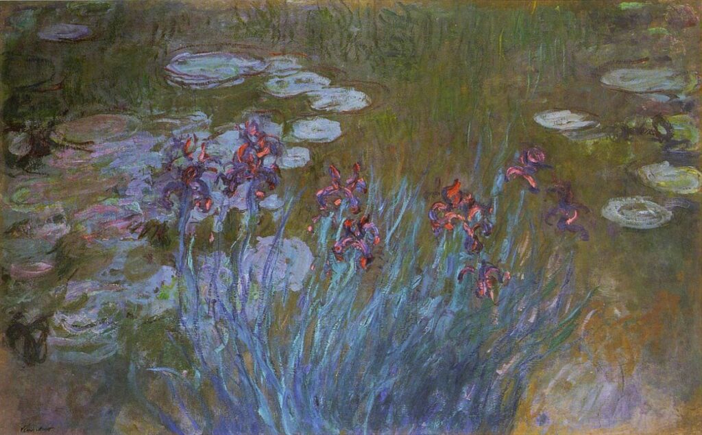 Claude Monet: 1914-17, CR1823, Iris et nymphéas, 130x200, private (iR3;R22,no1823) Provenance: Michel Monet (1927).