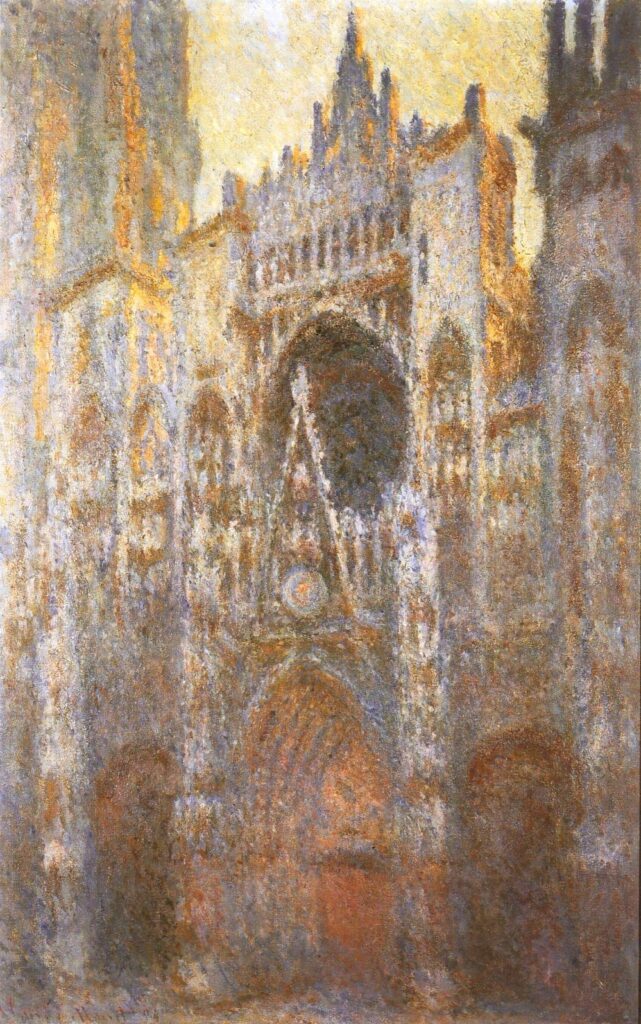 Claude Monet: CR1357, 1893, SDbl (94), The Portal (Rouen cathedral), 100x65, Sm Weimar (iR51;iR3;R22) Provenance: Durand-Ruel (1902/10 -1905). Expos: DR1895-16; New York-AAG-1896; 11LE-1904-PI-108; London-1905-GG-108; Weimar-GM-1905-21. Info: the morning light illuminates the cathedral from the south-east.