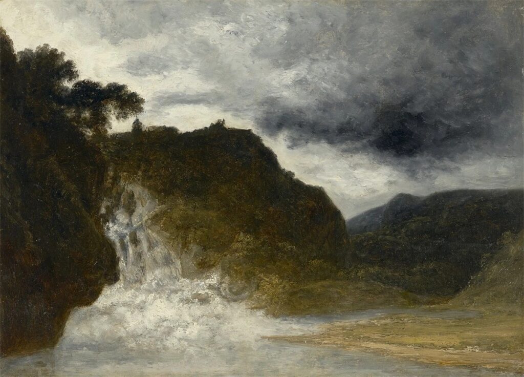 George Michel (1763-1843): Paysage orageux à la cascade, 51x70, A2026/06/05 (iR11;iR10;R243) Durand-Ruel (RdE-1873-62, Une chute d'eau)