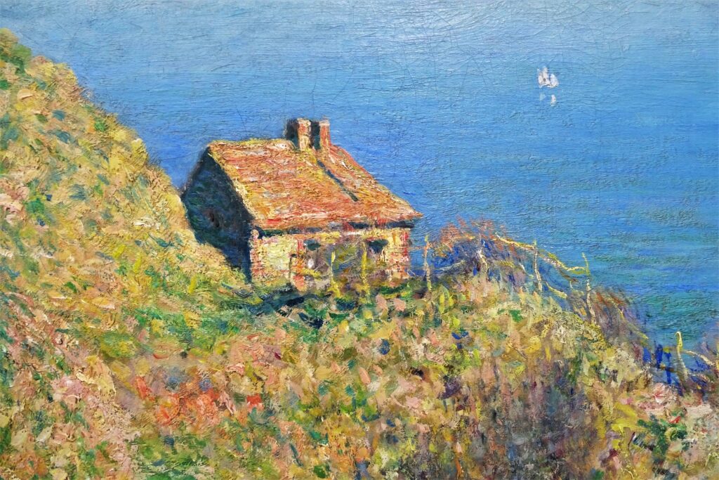 Claude Monet: 1882, CR732, SDbr, The fisherman's house at Varengeville (detail), 60x78, MBB Rotterdam (HW;iR3;R22,no732;M70) Provenance: Durand-Ruel (?1882/06); Petit (1883/08); Claude-Lafontaine (1889). Expo: GP1889-MR-56. Location: the former customs office at Le Petit Ailly.