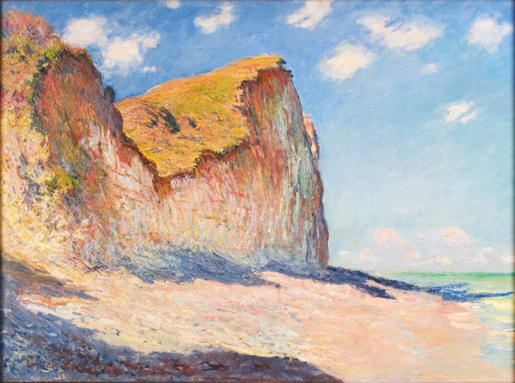 Claude Monet: 1882, CR788, SDbl, Cliffs near Pourville, 60x81, RMT Enschede (iR3;R22,no788;M79) Provenance: Durand-Ruel (?1882/04); Petit (1883/08); Fitzgerald (1892ca). Expos: Boston-SBC-1892-9; Boston-SBC-1899-8; Boston-CH-1905-11; Boston-MFA-1911-25; Boston-MFA-1919/20. Location: Falaise d'Aval.