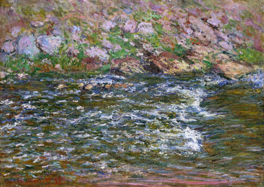 Claude Monet: 1889, CR1239, SDbl, Rapids on the Petite Creuse at Fresselines, 65x92, Metropolitan (iR3;R22,no1239;M23) Provenance: Durand-Ruel (1900/11). Expos: =? GP1889-136; DR1900-25; 11LE-1904-PI-104; Berlin-Cassirer-1905-VIII-41; DR1914-42; DRNY-1915-6.