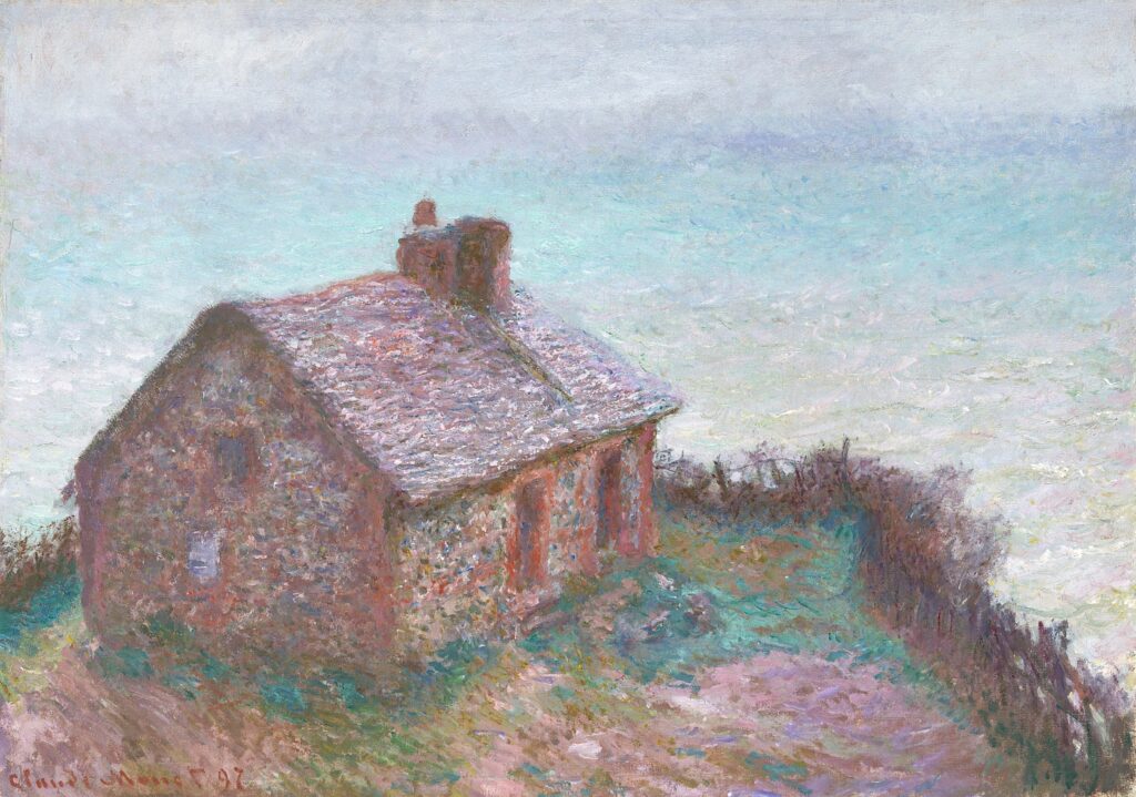 Claude Monet: 1897, CR1455, SDbl, The coastguards cabin at Varengeville, 65x92, AI Chicago (M20;iR6;R22,no1455) Provenance: Allard et Noël (?1899); Masson (1911ca); Durand-Ruel. Expos: =? GP1898-27 or 28; BJ1911-23; Chicago-SH-1914.