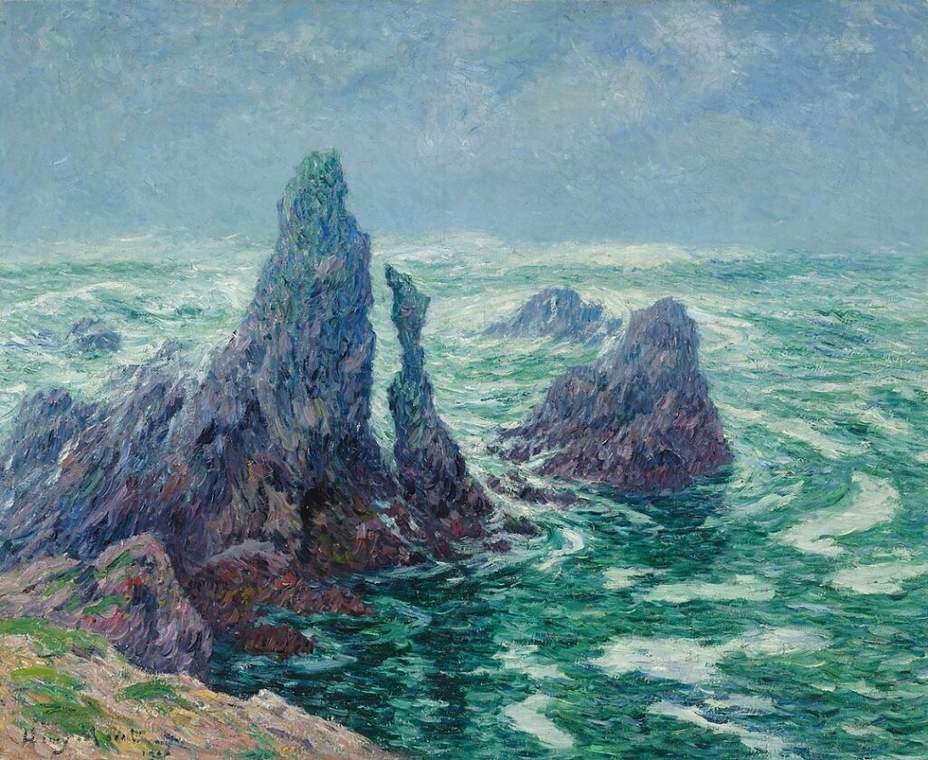 Henry Moret (1856-1913): 1906, SDbl, Les Aiguilles du Port-Coton à Belle-Île, 81x100, private (iR373;iR10)