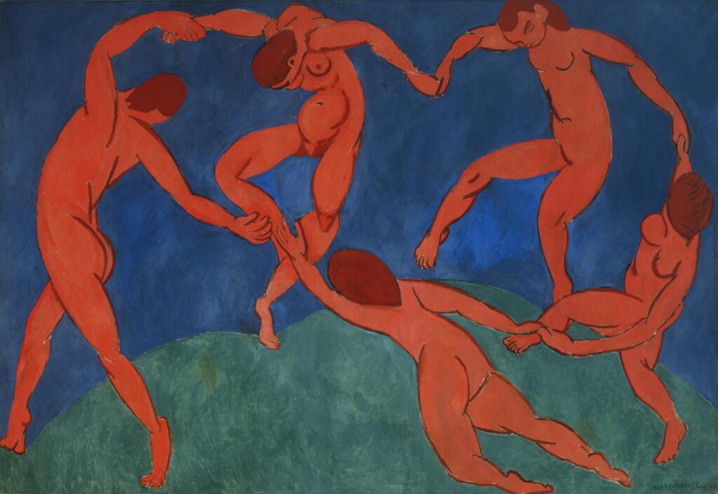 Henri Matisse (1869-1954): 1909-1910, SDbr, Dance II, 260x391, Hermitage (iR6;iR1;R216,no80;R284,no58;M95) Provenance: Stschoukine (commission 1909/03). Expo:=8SdA-1910-536, La Danse (panneau décoratif).