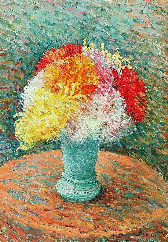 Henri Lebasque (1865-1937): 1xxx, CR840, Sbr, Vase de dahlias, 47x34, A2013/02/19 (iR17;R307,CR840)
